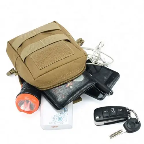 Dual-Compartment MOLLE Tactical Pouch with Customizable Patch Area